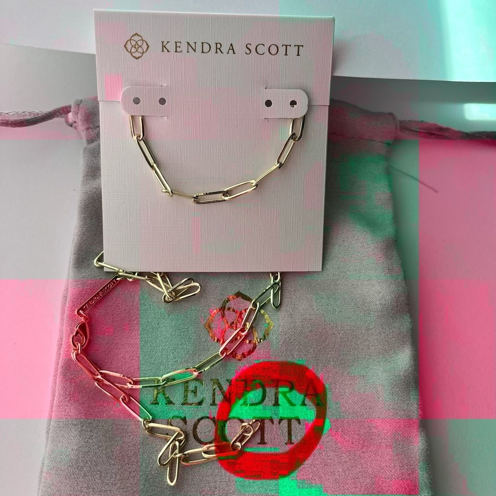 ✨Defective Kendra Scott Courtney Paperclip Necklace Fashion Jewelry Gold New ✨ - Picture 5 of 8